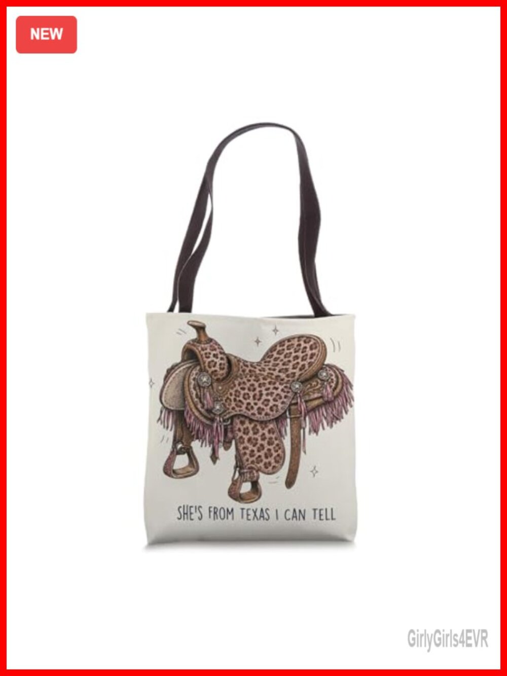 Western Cowgirl Leopard Cheetah Tote Bag Spun Polyester Canvas Double Stitched